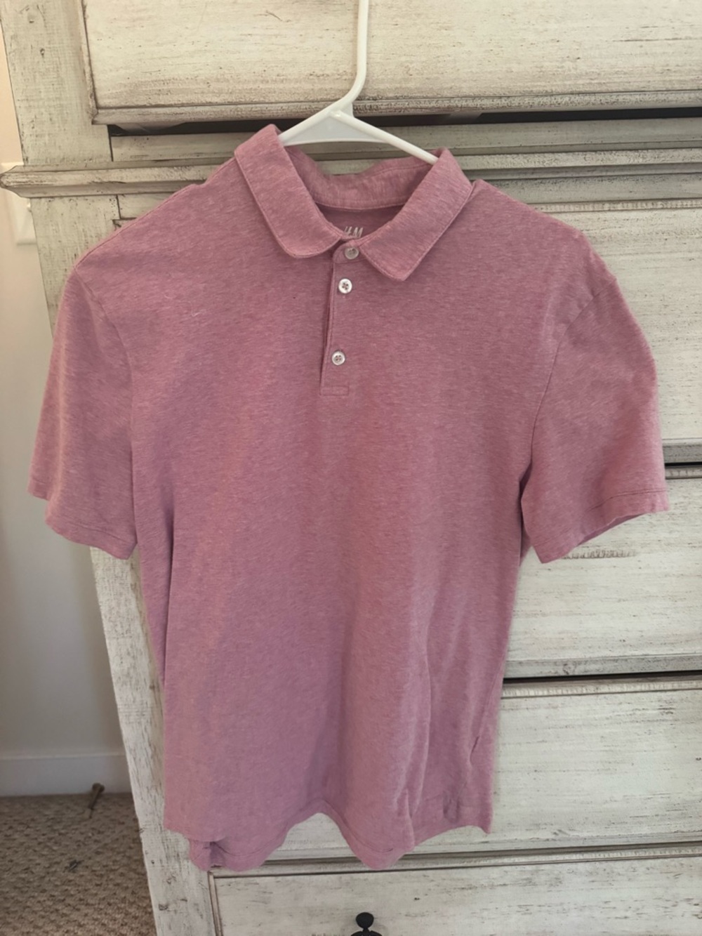 H&M Men's Heathered Mauve Polo Shirt